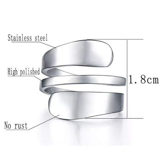 NEW WOMAN'S WRAPAROUND STAINLESS STEEL RING - Picture 4 of 4